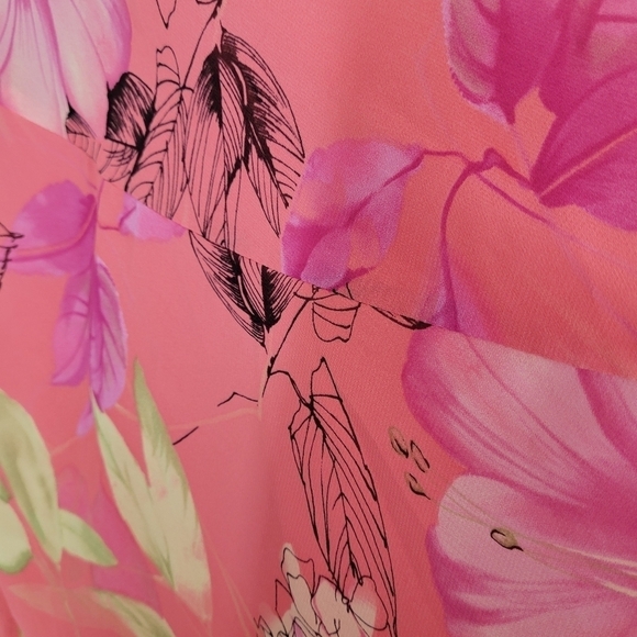 Meghan Matthews Coral Pink Floral Maxi Skirt Womens 16 Flowy Boho Hippie Vtg - Picture 10 of 11